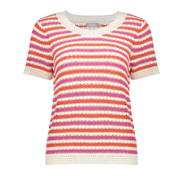 Geisha top knitted short sleeves 54301-10 10 off-white/coral 06011.112.0166 large