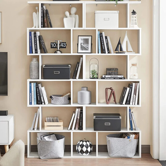 CaliCosy Witte boekenkast met 6 niveaus l70 x h190,5 cm 2931929 large