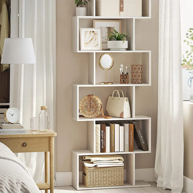 CaliCosy Witte boekenkast met 6 niveaus l70 x h190,5 cm 2931929 large