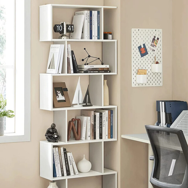 CaliCosy Witte boekenkast met 6 niveaus l70 x h190,5 cm 2931929 large