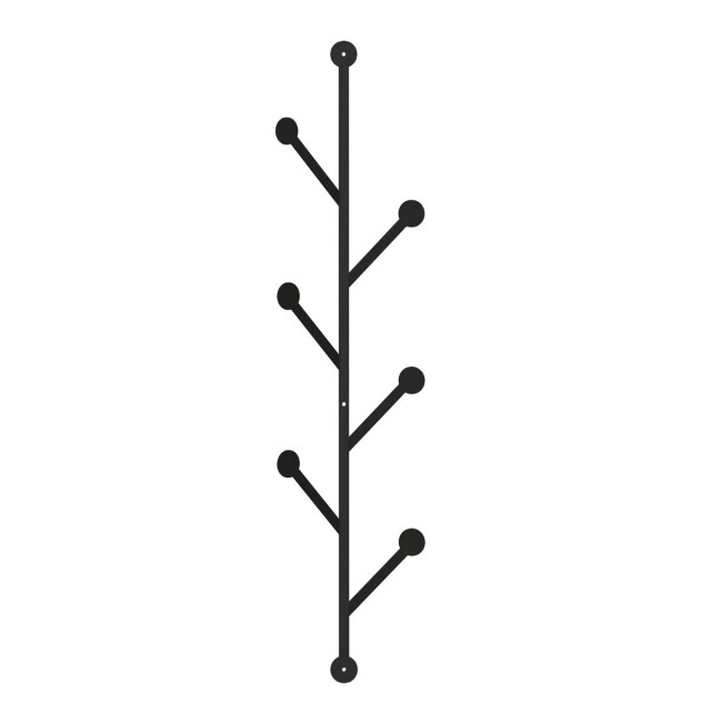 CaliCosy Verticale wandkapstok met 6 haken in zwart metaal h94 cm ponpon 3178351 large