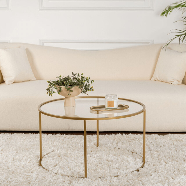 CaliCosy Ronde salontafel met glazen blad d80 cm aurum 3178378 large