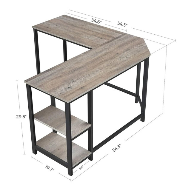 CaliCosy Hoekbureau met 2 niveaus industriële stijl 2930210 large