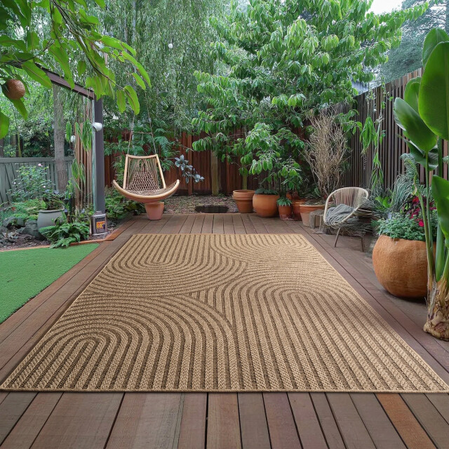 Muratap Timber buitenkleed – japandi, indoor & outdoor, jute-look vloerkleed, 3178484 large