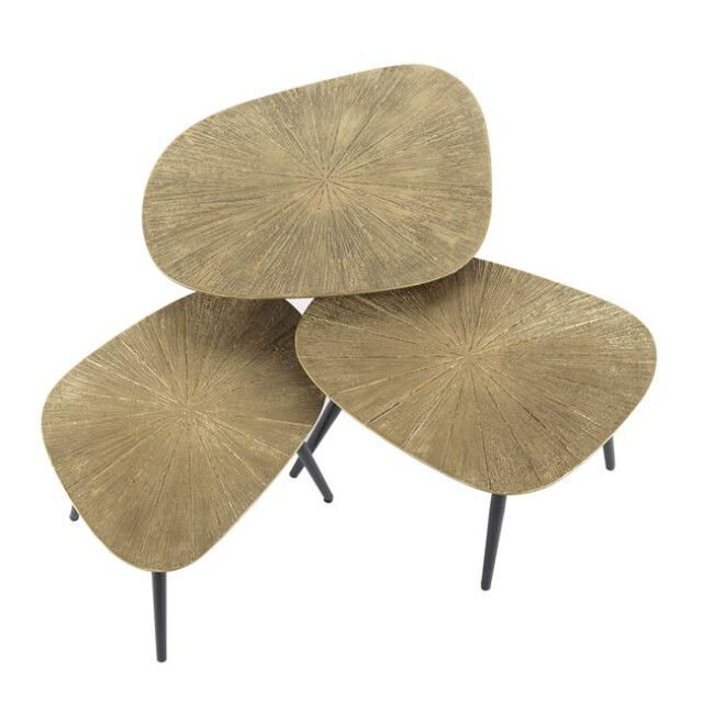 Hoyz salontafel set-3 vierhoekig ray brons/goud metaal 3171149 large