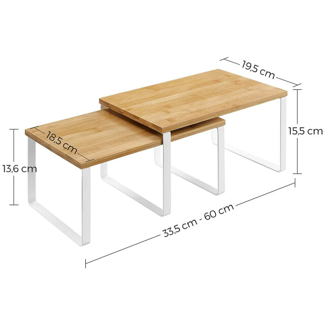 CaliCosy Set van 2 stapelbare planken van bamboe en metaal 2936685 large
