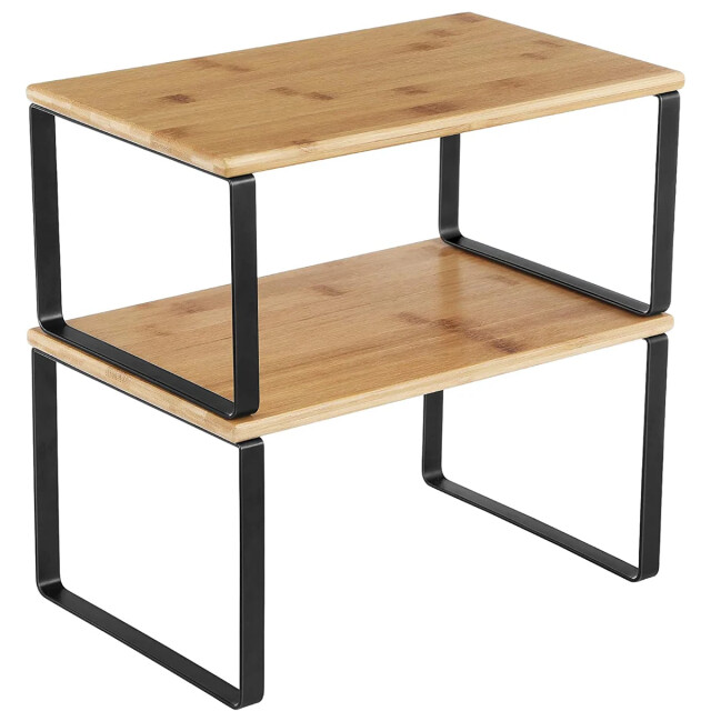 CaliCosy Set van 2 stapelbare planken van bamboe en metaal 2936686 large