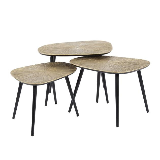 Hoyz salontafel set-3 vierhoekig ray brons/goud metaal 3171149 large