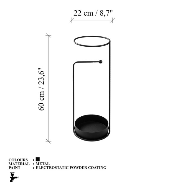 CaliCosy Paraplubak van zwart metaal h60 cm 3178348 large