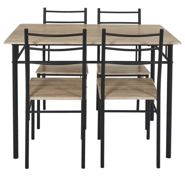 Home Deco Factory Eettafel-set loka met 4 stoelen 110x76x70cm /zwart 3178566 large