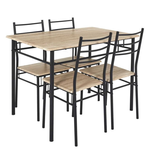 Home Deco Factory Eettafel-set loka met 4 stoelen 110x76x70cm /zwart 3178566 large