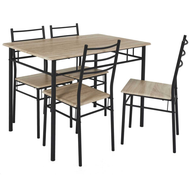 Home Deco Factory Eettafel-set loka met 4 stoelen 110x76x70cm /zwart 3178566 large
