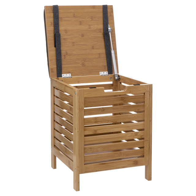 5Five Wasmand met kruk bamboe 35x35x49 cm 35 liter grijs/ 3047733 large