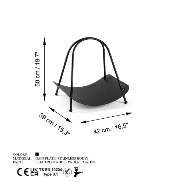 CaliCosy Houthouder design in zwart metaal h50 cm 3178347 large