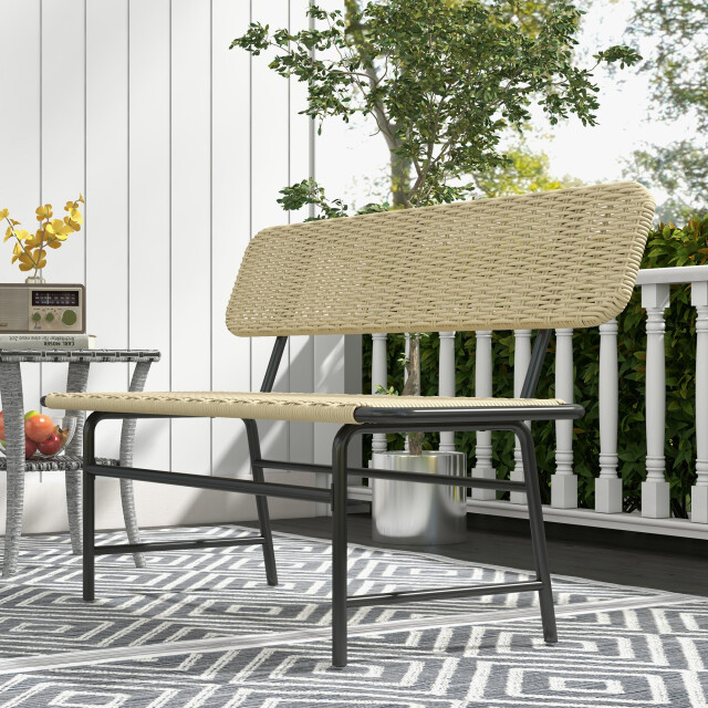 4goodz Outdoor bank voor 2 personen polyrattan met metalen frame 3178568 large