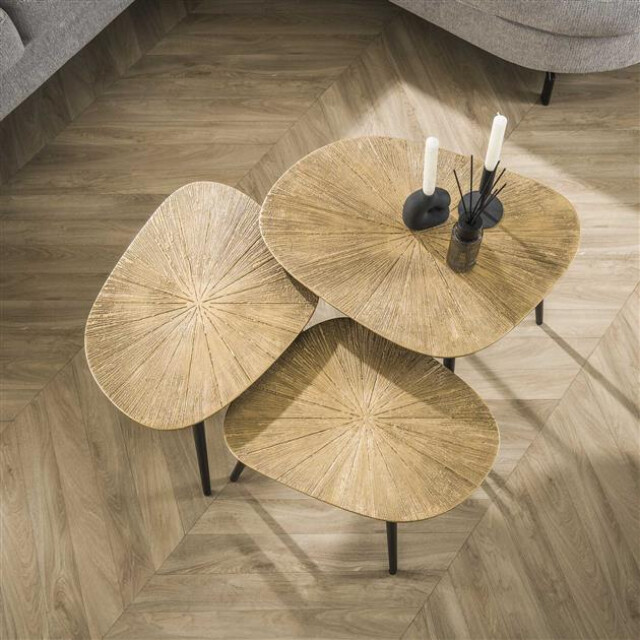 Hoyz salontafel set-3 vierhoekig ray brons/goud metaal 3171149 large
