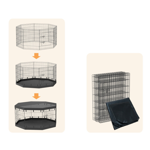 4goodz Pawhut puppyren, 76 cm hoog/ong. 2,5 m², 8 panelen, bodemzeil, 3178031 large