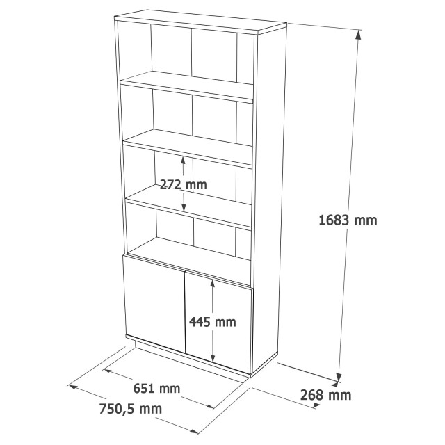 CaliCosy Boekenkast met 2 deuren en 4 legplanken in atlantisch-den en wit h168,3 cm 3178373 large