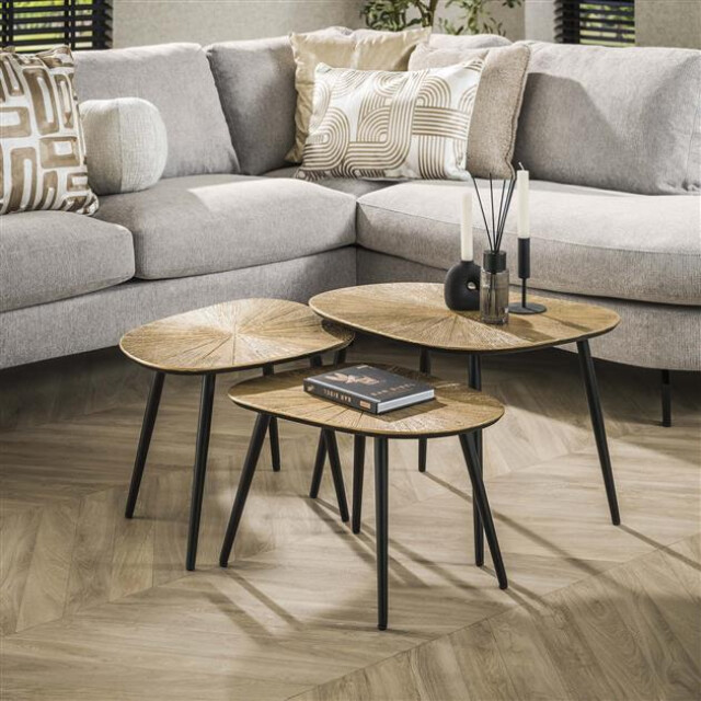 Hoyz salontafel set-3 vierhoekig ray brons/goud metaal 3171149 large