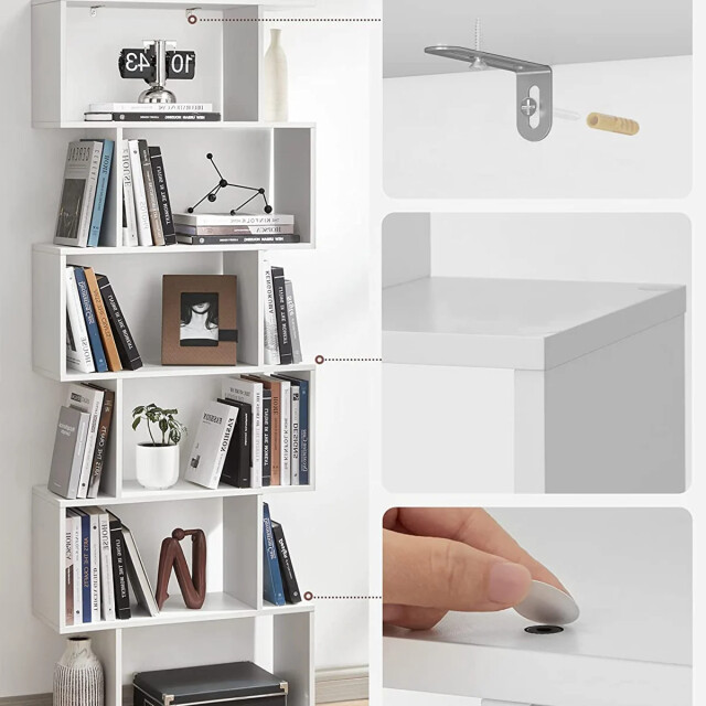 CaliCosy Witte boekenkast met 6 niveaus l70 x h190,5 cm 2931929 large