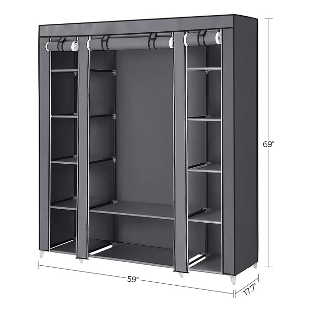 CaliCosy Opvouwbare stoffen kledingkast met stang en planken l140 cm 2931730 large