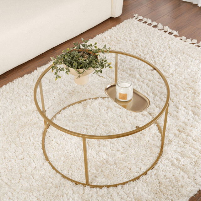 CaliCosy Ronde salontafel met glazen blad d80 cm aurum 3178378 large
