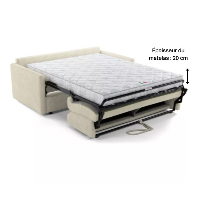CaliCosy 3-zitsbank in ivoorkleurig ribfluweel omvormbaar tot bed van 140x190 cm giulia 3082318 large