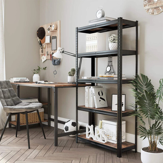 CaliCosy Industriële zwarte metalen opbergrek met verstelbare niveaus l75 x h150 cm 2929997 large