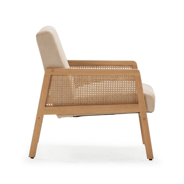 CaliCosy Fauteuil in stof met houten en rotan poten l68 cm debra 3078809 large