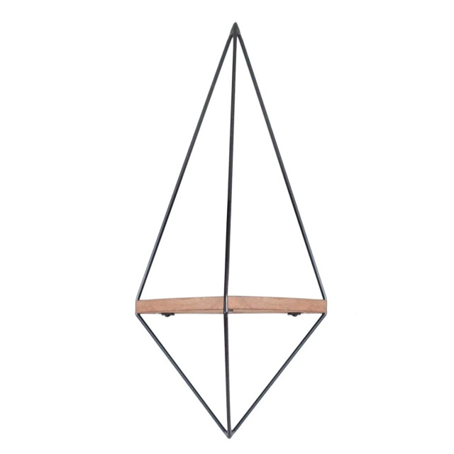 CaliCosy Geometrische wandplank van zwart metaal en massief hout l60 cm 3178343 large