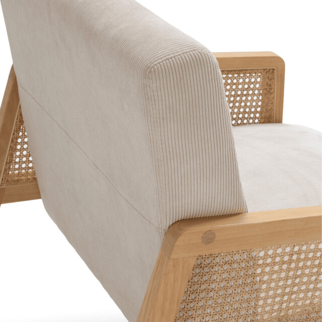 CaliCosy Fauteuil in stof met houten en rotan poten l68 cm debra 3078809 large