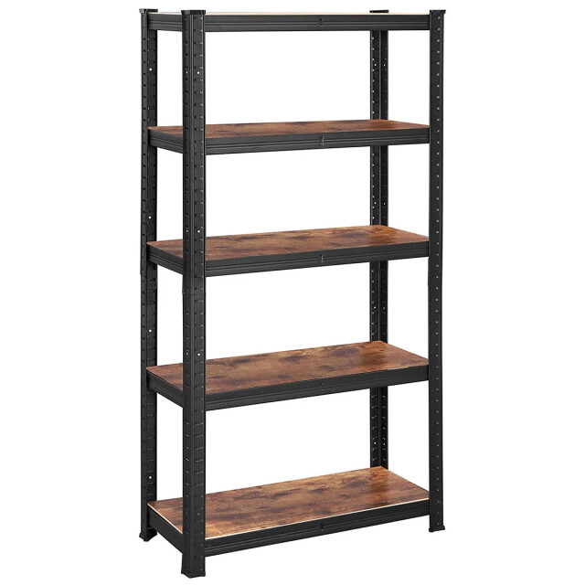 CaliCosy Industriële zwarte metalen opbergrek met verstelbare niveaus l75 x h150 cm 2929997 large