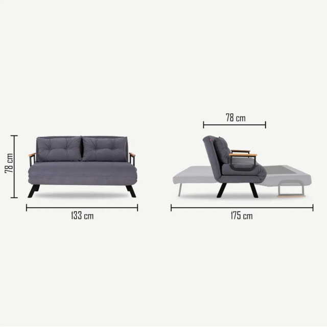 CaliCosy Slaapbank voor 2 personen in stof met metalen poten l133 cm sando 3178542 large