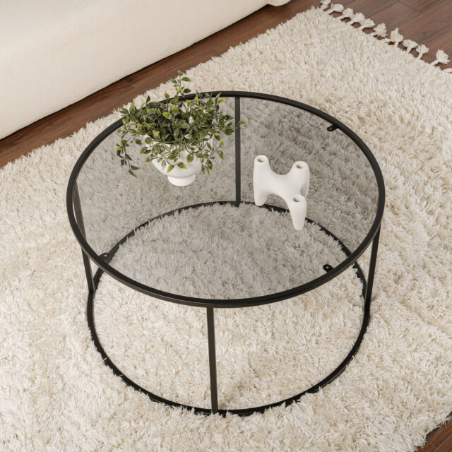 CaliCosy Ronde salontafel met glazen blad d80 cm aurum 3178379 large