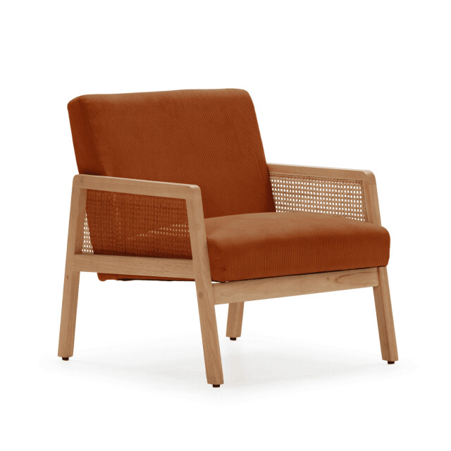 CaliCosy Fauteuil in stof met houten en rotan poten l68 cm debra 3078810 large