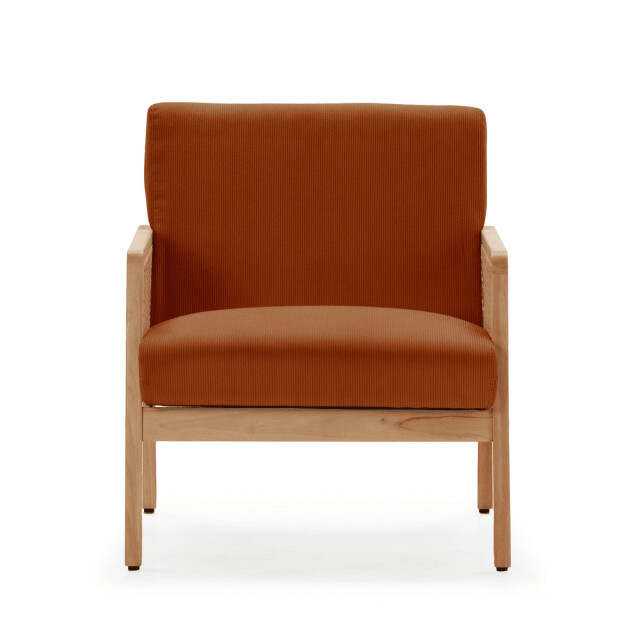 CaliCosy Fauteuil in stof met houten en rotan poten l68 cm debra 3078810 large