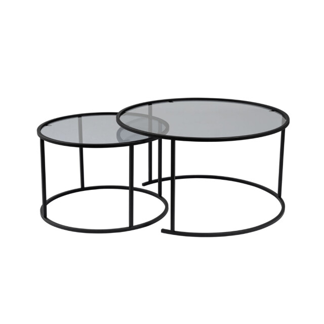 CaliCosy Set van 2 ronde, inschuifbare salontafels met glazen blad d80 cm aurum 3178381 large
