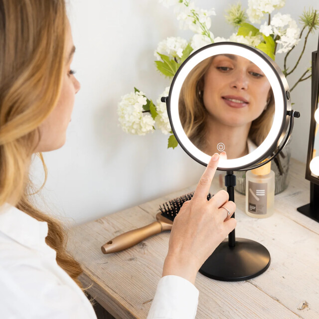 Mirlux Make-up spiegel hoogte verstelbaar zwart 1-10x vergroting 3083760 large