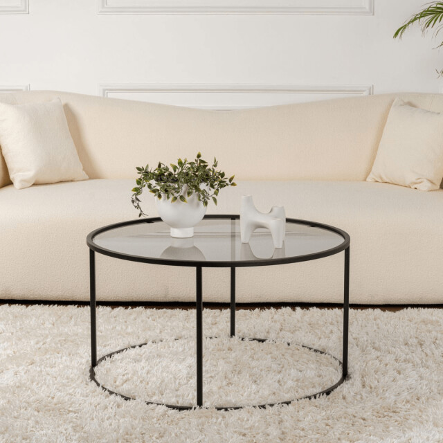CaliCosy Ronde salontafel met glazen blad d80 cm aurum 3178379 large