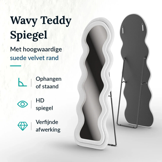 Mirlux Passpiegel wavy teddy spiegel 160x60cm wit 3083755 large