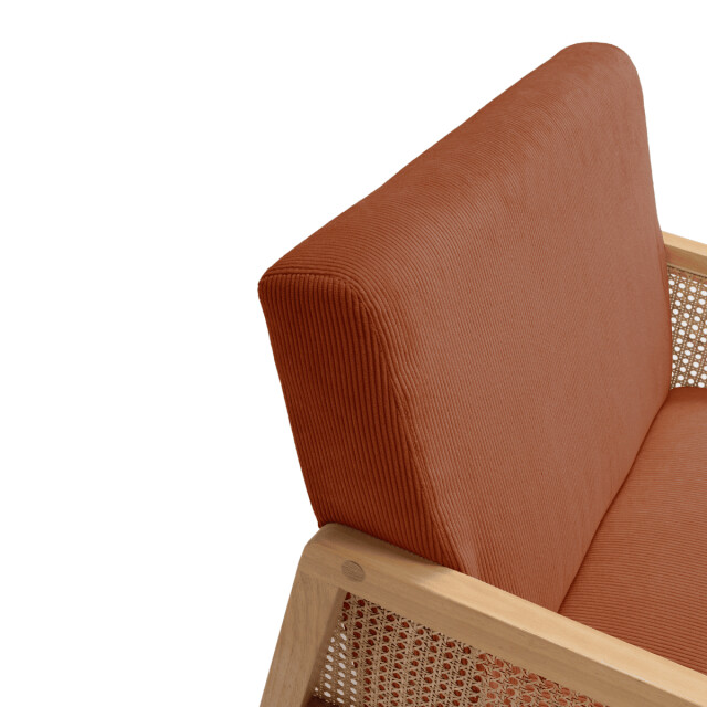 CaliCosy Fauteuil in stof met houten en rotan poten l68 cm debra 3078810 large