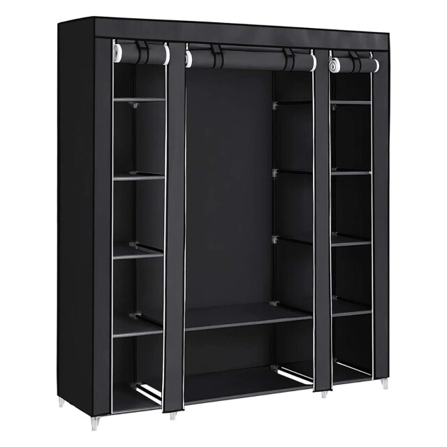 CaliCosy Kledingkast van stof met 12 niveaus en kledingstang l150 cm 2931736 large