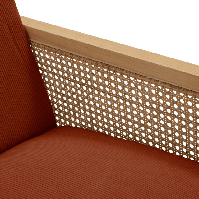 CaliCosy Fauteuil in stof met houten en rotan poten l68 cm debra 3078810 large