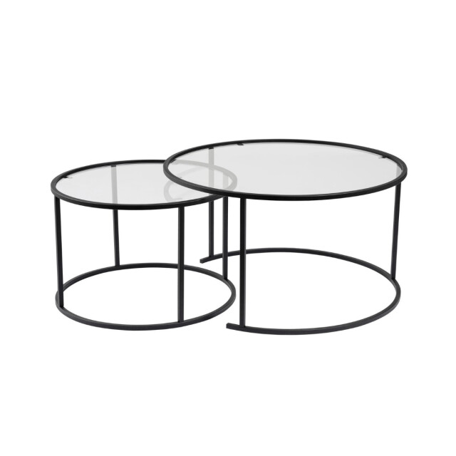 CaliCosy Set van 2 ronde, inschuifbare salontafels met glazen blad d80 cm aurum 3178382 large