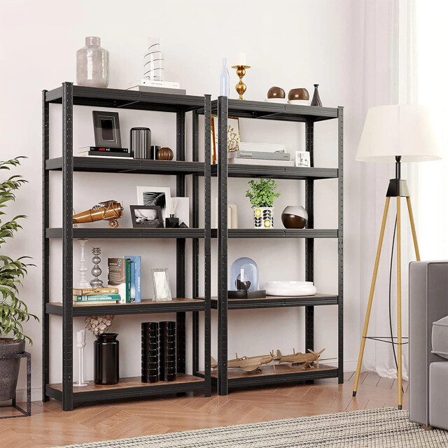 CaliCosy Industriële zwarte metalen opbergrek met verstelbare niveaus l75 x h150 cm 2929997 large