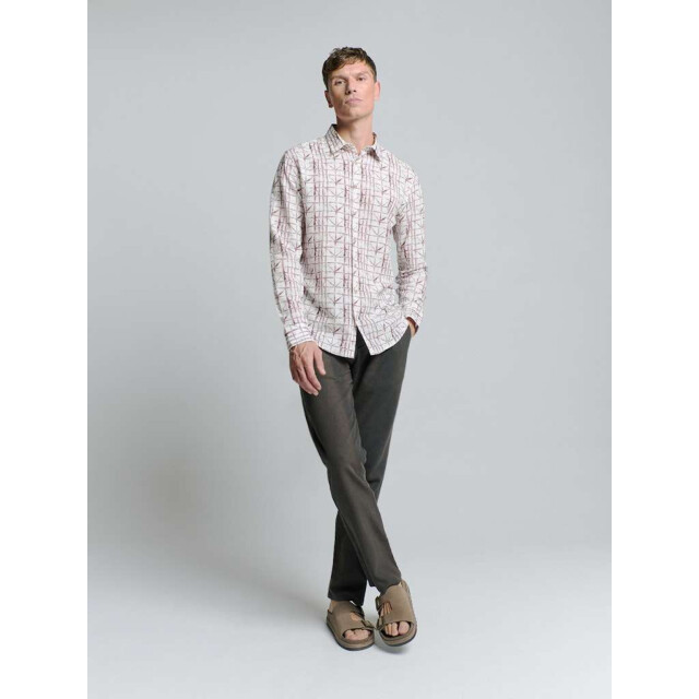 No Excess Shirt allover printed with linen mauve 27430206-146 large