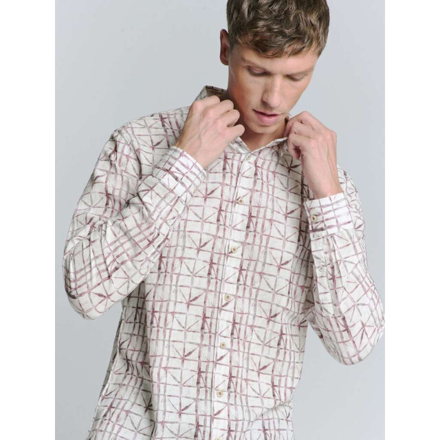 No Excess Shirt allover printed with linen mauve 27430206-146 large