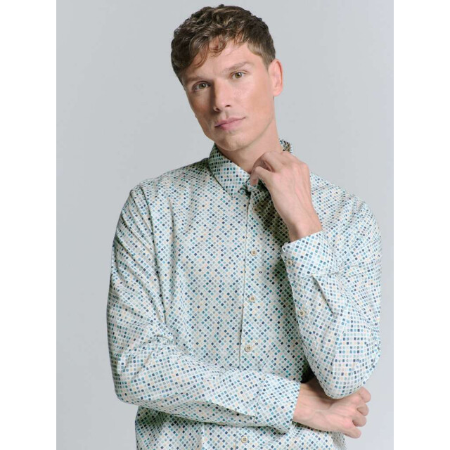 No Excess Shirt stretch allover printed seablue 27430108-039 large
