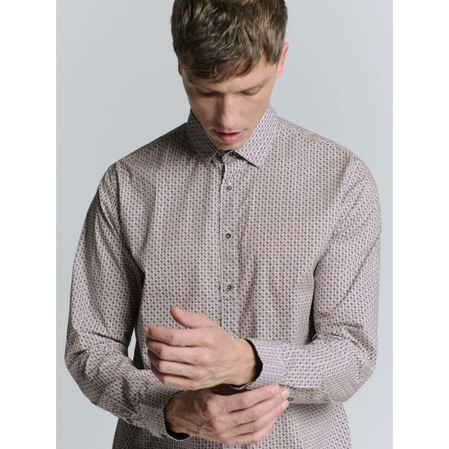 No Excess Shirt stretch allover printed mauve 27450234-146 large