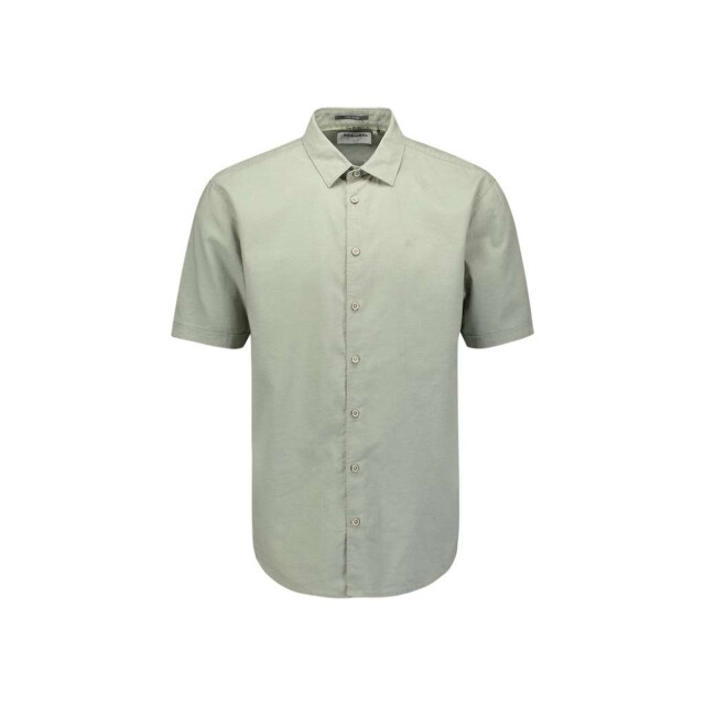 No Excess Shirt short sleeve solid with linen light army 27480321SN-177 large